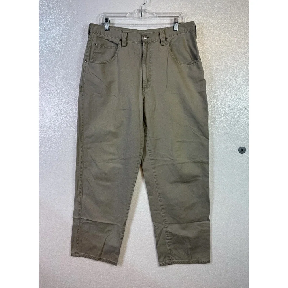 Wrangler‎ Pants Jeans Mens 34x32 Carpenter Khaki Beige Work Casual Straight Leg
